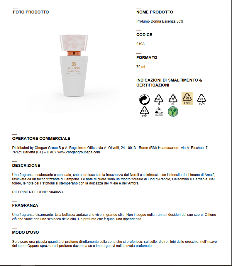 Profumo Chogan 019W Ispirato a Lady Million di Paco Rabanne