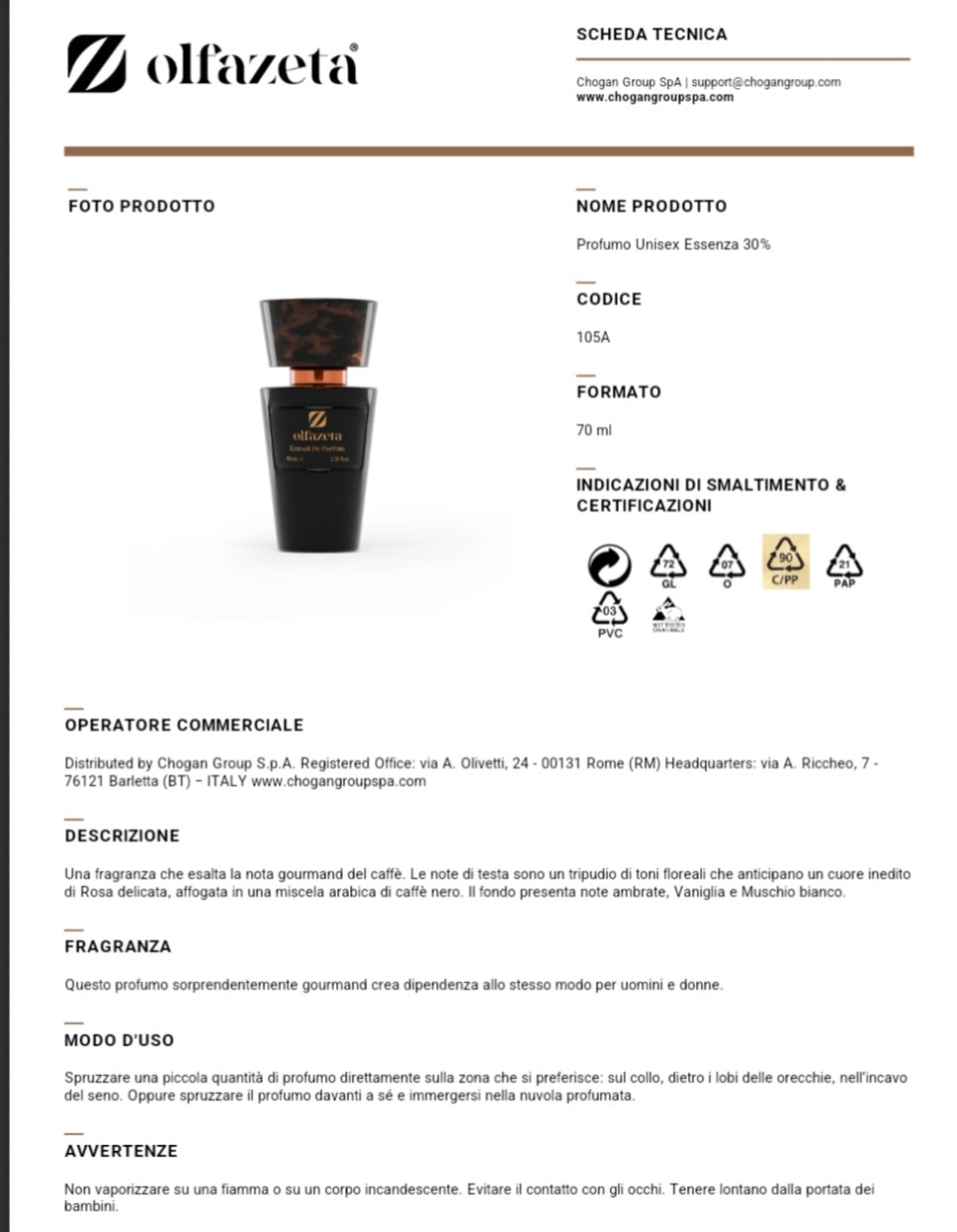 Profumo Chogan 105U Ispirato a Intense Cafè di Montale