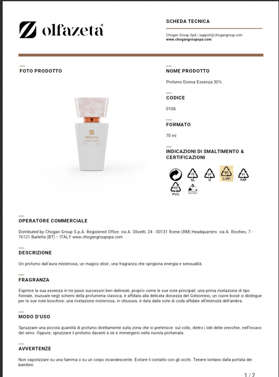 Profumo Chogan 010W Ispirato a Alien di Thierry Mugler