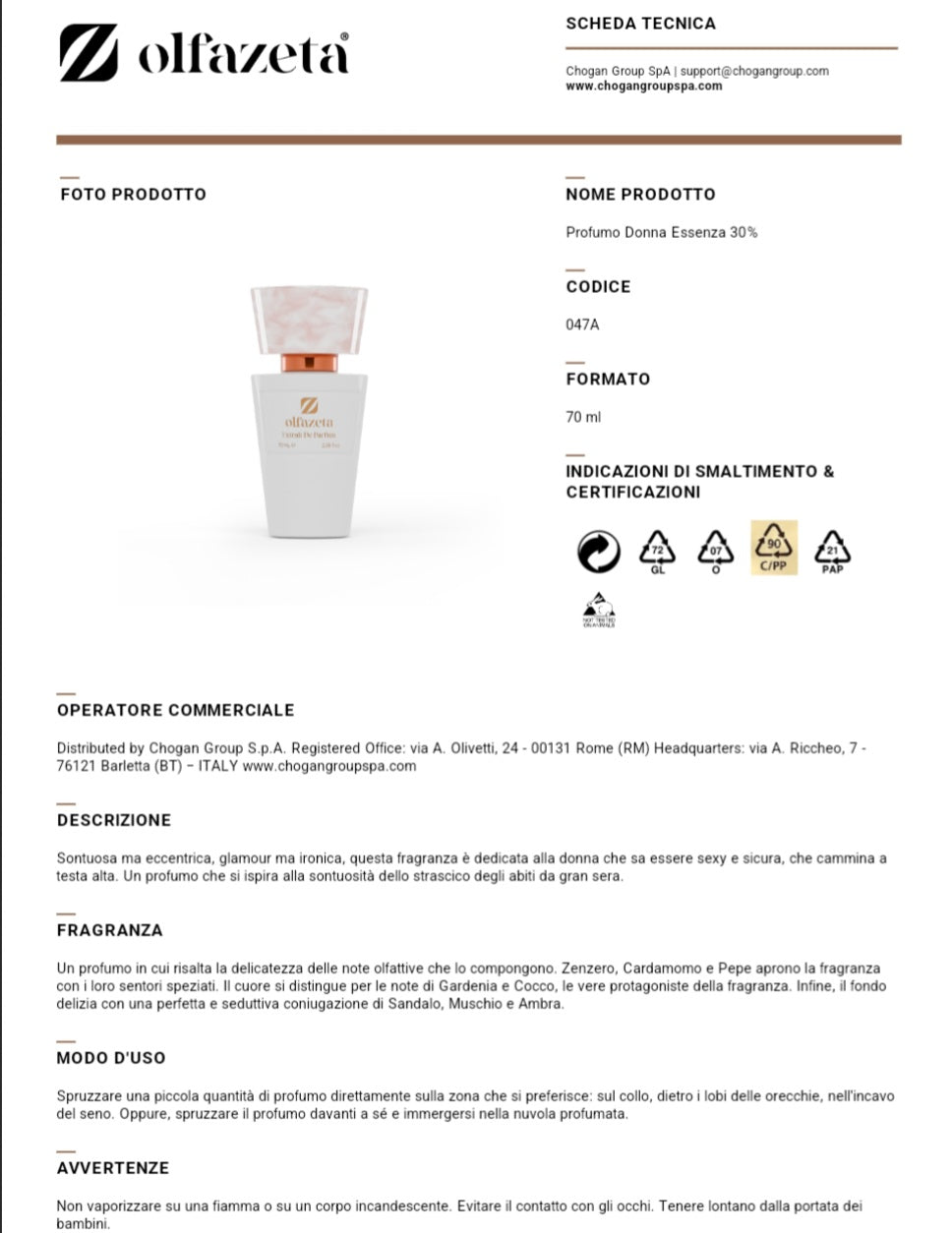 Profumo Chogan 047W Ispirato a Crystal Noir di Versace