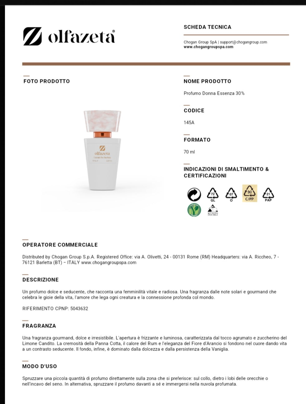 Profumo chogan 145W Ispirato a Devotion di D&G
