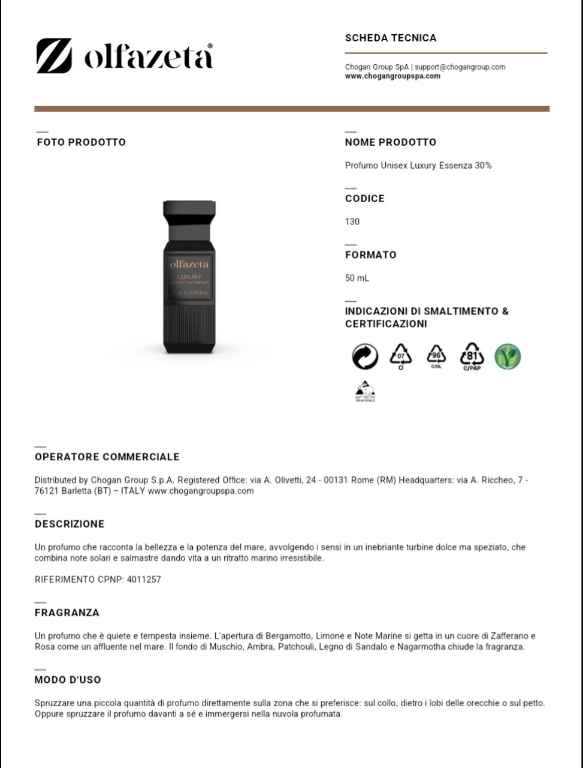 Profumo Chogan 130U Ispirato a Megamare di Ortoparisi