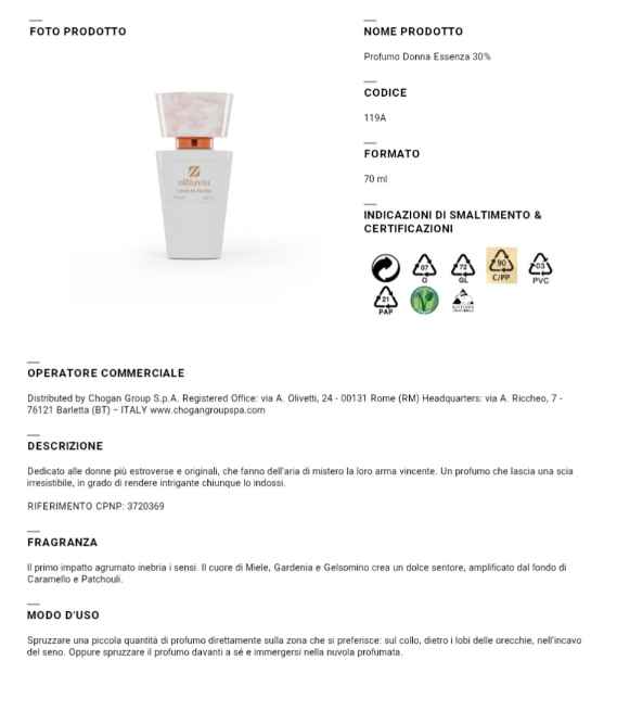 Profumo Chogan 119W Ispirato a Scandal di JPG